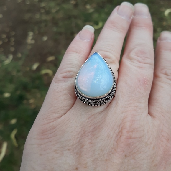 New Amazing Milky Opalite 925 Silver Ring. - Picture 3 of 8